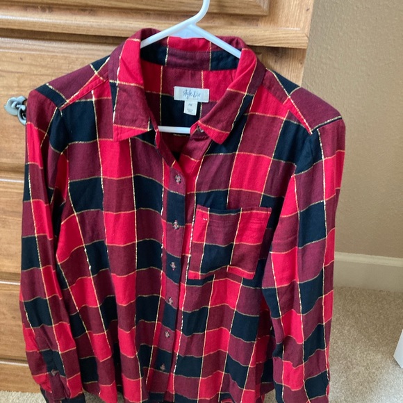 Warm flannel button-down shirt, perfect for winter/Xmas. Great cond, size PM - Picture 2 of 9